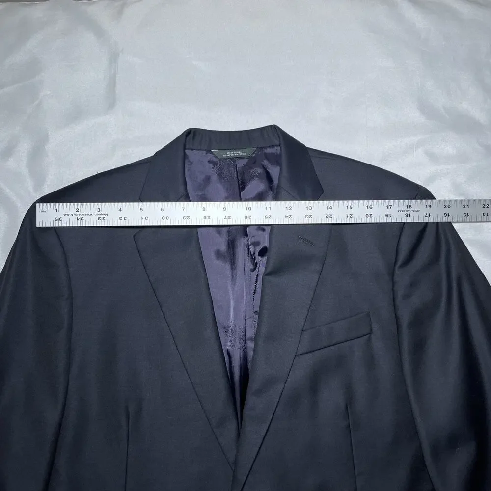 Brooks Brothers x Saxxon 42L Wool Blazer Suit Jacket Navy Gold Buttons USA Made